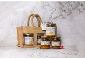 Confezione marmellate arancia e lavanda, arancia e rosa, arancia e rosmarino